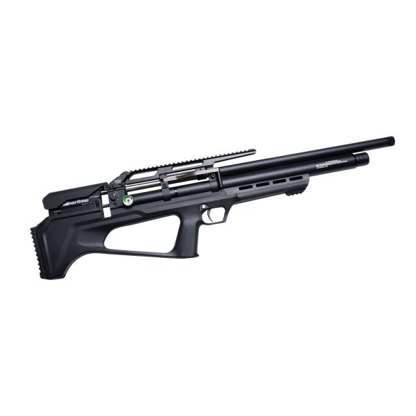 Northtac QILIN BP-A 24-inch Bullpup PCP Air Rifle with a black tactical stock, forward side-lever, and top Picatinny rail.