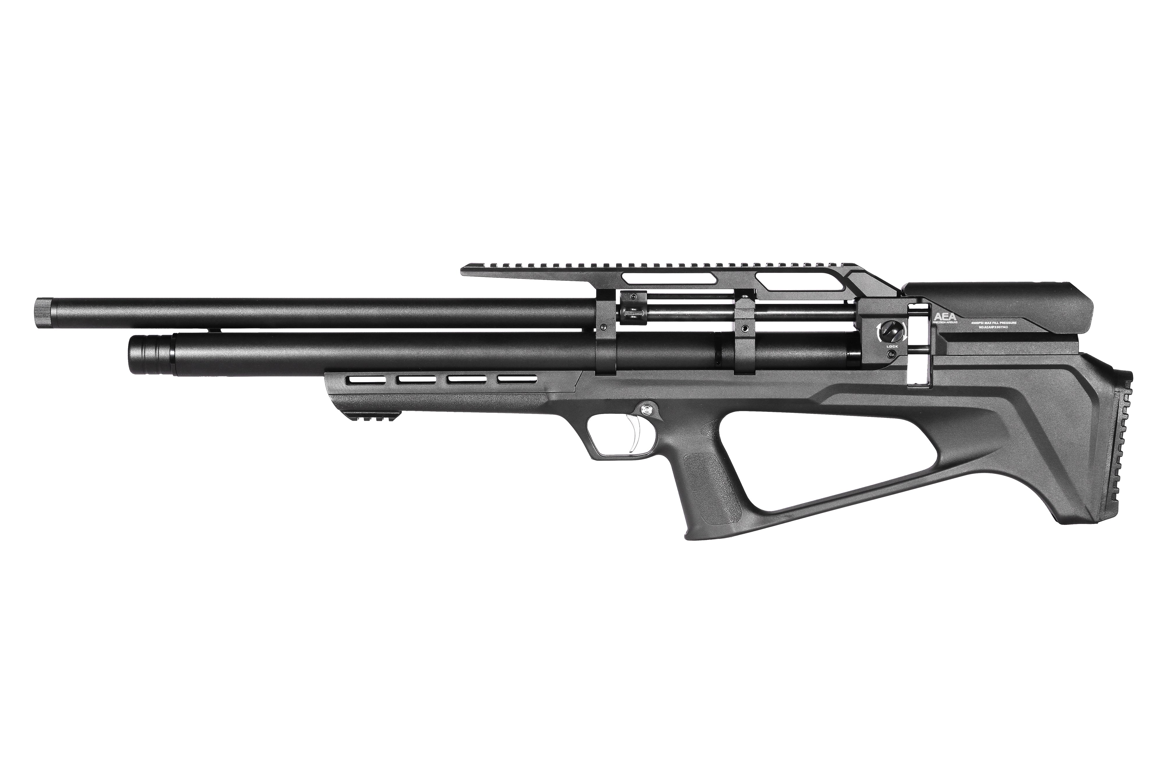Northtac QILIN BP-A 24-inch Bullpup PCP Air Rifle with a black tactical stock, forward side-lever, and top Picatinny rail. — view 2